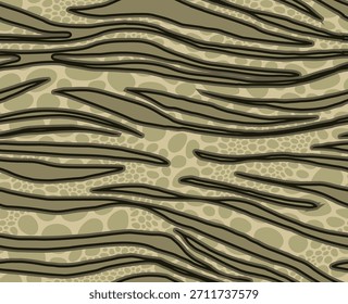 Impressão Completa E Contínua Do Padrão De Camuflagem. Exército Especial Camo Textura Fundo. Pele de animal militar de zebra e tigre para tecido têxtil.