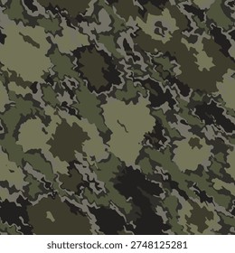 Full Seamless camouflage pattern in sand, khaki, cream and dark olive blocks. Desert field print background suited to rugged fabric, safari fashion and outdoor surface design.