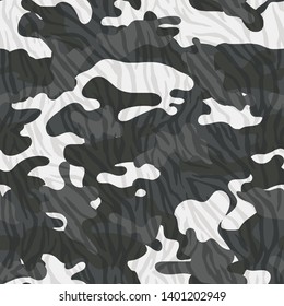 Full Seamless camouflage pattern in vector illustration for fashion fabric print textile. black and white background