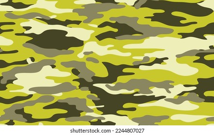 Full seamless camouflage texture skin pattern vector for military textile. Usable for Jacket Pants Shirt and Shorts. Yellow army camo background fabric print.