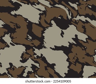 Vector de patrón de piel de textura de camuflaje sin fisuras para textiles militares. Se puede usar para botas y pantalones cortos. Diseño de máscaras de camo del ejército para la impresión de tela de caza y papel pintado.