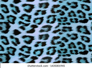 Full seamless cheetah and leopard animal skin pattern vector. Design for soft blue and black cheetah colored textile fabric printing. Suitable for fashion use.