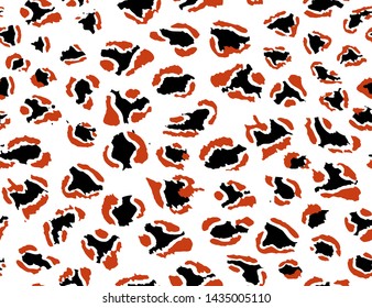 Full seamless cheetah and leopard animal skin pattern vector. Design for red and black cheetah colored textile fabric printing. Suitable for fashion use.