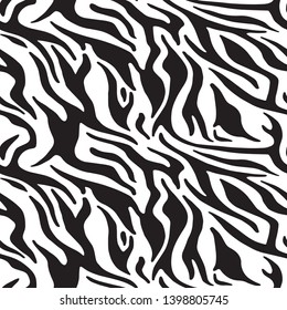 Full Seamless Classic Zebra Stripes Animal Skin Pattern in Vector Black And White Abstract Zigzag illustration for apparel dress clothes fabric print background