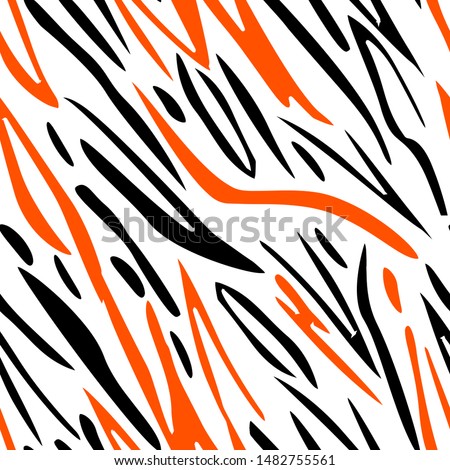 Full seamless decorative classic abstract pattern vector. Black and orange modern design with complex stripes for textile fabric printing. Suitable for fashion use.