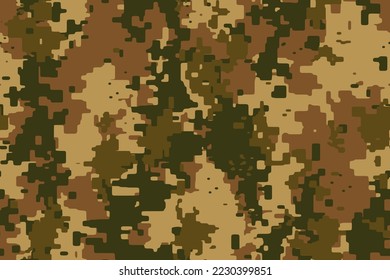 Full seamless digital pixel camouflage texture pattern. Usable for Jacket Pants Shirt and Shorts. Army textile fabric print. Geometric military camo. Vector illustration.