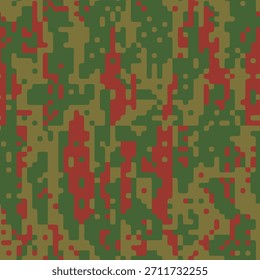 Patrón de textura de camuflaje de píxeles digitales sin costuras. Utilizable para la camisa y las Versiones cortas de los pantalones de la chaqueta. Estampado de tela textil militar. Camuflaje militar geométrico. Ilustración vectorial.