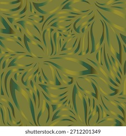 Fondo floral completo sin fisuras. Estampado textil. Líneas curvas con hojas ornamentadas. Patrón de flores de contorno de contorno. Verde simple naturaleza ilustración Vector.