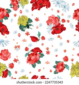 Patrón floral sin fisuras. Fondo de la floración de hibiscus vectorial de impresión de tejido. Diseño abstracto de acuarela, hojas de flores grávidas. Textil de moda y de diseño.
