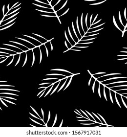 Full Seamless Floral Pattern Vector for Girls and Womens dress background fabric print. Black and white leaf illustration design fashion textile.