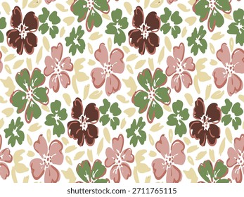 Fondo de la vendimia del patrón floral inconsútil completo. Diseño de flores y hojas de jardín suave ornamental para ilustración de impresión de tela. Vector retro.