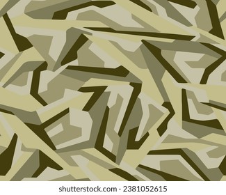 Full seamless geometric camouflage texture pattern vector. Usable for Jacket Pants Shirt and Shorts. Yellow army textile fabric print. Military camo design.