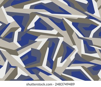 Full seamless geometric camouflage texture pattern vector. Usable for Jacket Pants Shirt and Shorts. Army textile fabric print. Military camo design.