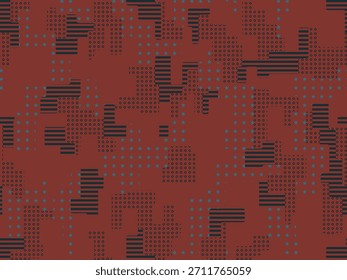 Vector de patrón de textura de camuflaje geométrico completo sin costuras. Utilizable para la camisa y las Versiones cortas de los pantalones de la chaqueta. Estampado textil militar de color borgoña. Diseño de camuflaje militar.