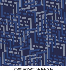 Full seamless geometric lines texture pattern vector. Decorative interrior design for textile fabric print and wallpaper. Navy blue illustration background.