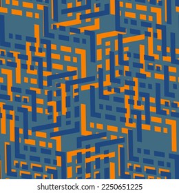 Full seamless geometric lines texture pattern vector. Decorative interrior design for textile fabric print and wallpaper. Orange blue illustration background.