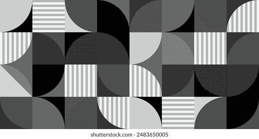 Full seamless geometric shapes pattern. Black and white vector. Texture design for textile fabric print and wallpaper. For fashion home design. 