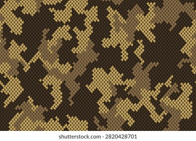 Full Seamless gold black camo halftone background. Warm dotted camouflage patches create a bold fashion military print for fabric, bags, apparel and wallpaper.