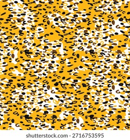 Patrón completo de piel de guepardo de leopardo dorado sin costuras con puntos llamativos. Impresión natural de la textura de la cubierta para la tela y la decoración de la moda. Fondo animal elegante de lujo.