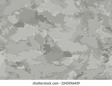 Full seamless gray watercolor camouflage texture print pattern. Usable for Jacket Pants Shirt and Shorts. Army textile fabric. Unique tie dye military camo. Vector illustration.