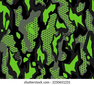 Full seamless green camouflage texture pattern vector for military textile. Usable for Jacket Pants Shirt and Shorts. Army camo design for fabric print and wallpaper.