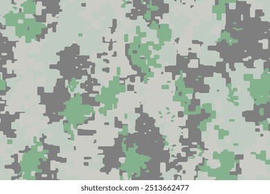 Full seamless green digital camouflage texture pattern. Usable for Jacket Pants Shirt and Shorts. Army textile fabric print. Geometric pixel military camo. Vector illustration.