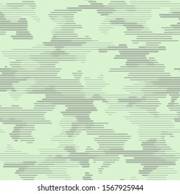 Full seamless green modern halftone lines camouflage pattern for decor and textile. Camo design for textile fabric printing and wallpaper. Army model design for trend fashion.