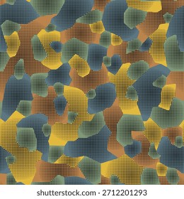Fondo de camuflaje de semitono sin costuras completo. Patrón de textura de impresión de tela para textiles. Vector de piel de camuflaje de puntos multicolores para moda y Fondo de pantalla.