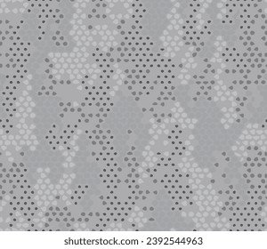 Full Seamless Halftone Dots Camouflage Background. Camo Texture Fabric Print. For Textile and Marble Floor Design.