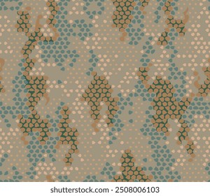 Fondo de camuflaje de puntos de semitono sin costuras completo. Impresión de tela de textura de camuflaje. Para el diseño de suelos textiles y de mármol.