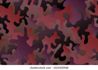Full seamless halftone modern dots camouflage pattern for decor and textile. Dotted camo design for textile fabric printing and wallpaper. Army model design for fashion and home design.