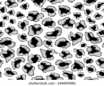 Full seamless leopard cheetah animal skin pattern. Design for black and white colored textile fabric printing. Suitable for fashion use.