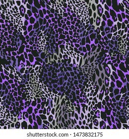 Full Seamless leopard cheetah animal fur pattern. Design for Purple and grey cheetah colored textile fabric printing. Suitable for fashion furry skin use.