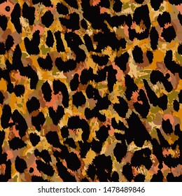 Full Seamless leopard cheetah animal fur pattern. Design for orange and black cheetah colored textile fabric printing. Suitable for fashion skin use.