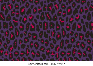 Full seamless leopard cheetah animal skin pattern. Purple design for textile fabric printing. Suitable for fashion use.