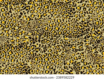 Full seamless leopard cheetah animal skin pattern. Yellow Ornamet Design for women textile fabric printing. Suitable for trendy fashion use.