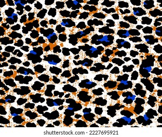 Full seamless leopard cheetah texture animal skin pattern. Orange white textile fabric print. Suitable for fashion use. Vector illustration.