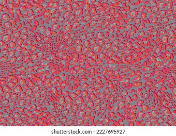 Full seamless leopard cheetah texture animal skin pattern. Red gray textile fabric print. Suitable for fashion use. Vector illustration.