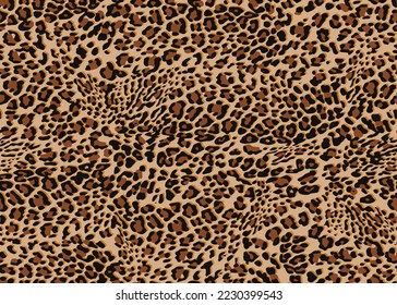 Full seamless leopard cheetah texture animal skin pattern. Brown textile fabric print. Suitable for fashion use. Vector illustration.