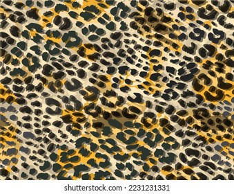 Full seamless leopard cheetah texture animal skin pattern. Gold color textile fabric print. Suitable for fashion use. Vector illustration.