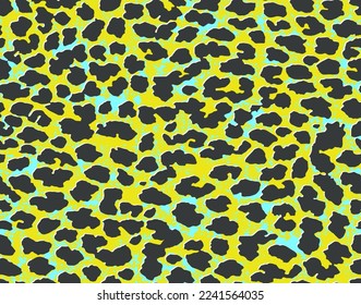 Full seamless leopard cheetah texture animal skin pattern. Yellow textile fabric print. Suitable for fashion use. Vector illustration.