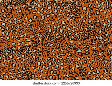 Vollnahtlose Leoparden-Geparden-Geflecht-Struktur Tierhautmuster. orangefarbener Stoffdruck. Geeignet für Mode. Vektorgrafik.