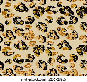 Full seamless leopard cheetah texture animal skin pattern. Orange textile fabric print. Suitable for fashion use. Vector illustration.