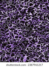 Full seamless leopard cheetah texture animal skin pattern. Purple textile fabric print. Suitable for fashion use. Vector illustration.