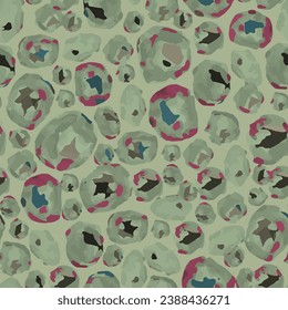 Full seamless leopard cheetah texture animal skin pattern vector. Khaki Green Design for textile fabric printing. Suitable for fashion use.