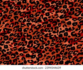 Full seamless leopard cheetah texture animal skin pattern. Orange textile fabric print. Suitable for fashion use. Vector illustration.