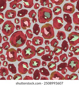 Full seamless leopard cheetah texture animal skin pattern. Red Design for textile fabric printing. Suitable for fashion use.