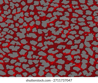 Patrón de piel de animal de textura de guepardo de leopardo sin costuras completo. Estampado de tela textil rojo plateado. Conveniente para el uso de la moda. Ilustración vectorial.
