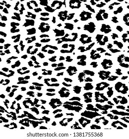 Full Seamless Leopard pattern design. Repeating Animal vector illustration background for fashion textile dress black and white