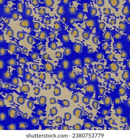 Full Seamless Leopard Pattern Texture Vector. Endless blue cheetah design for dress fabric print.